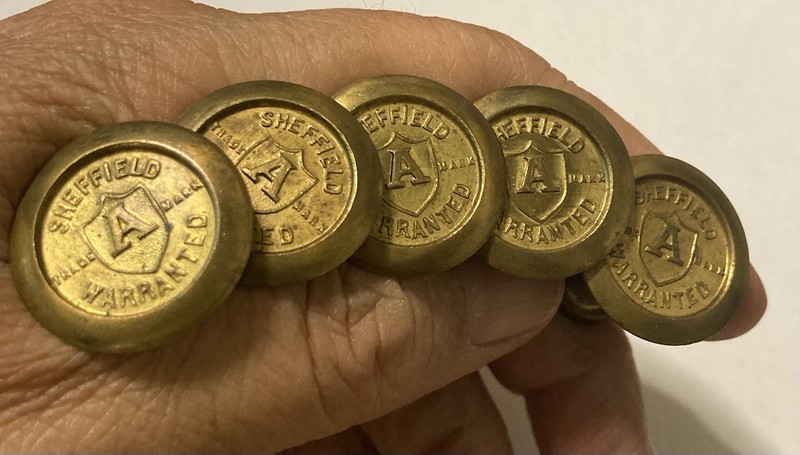 Vintage Sheffield Warranted  Buttons. Set Of 5