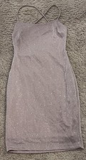 Windsor Womens M Pink Glitter Bodycon Midi Dress Strappy Backless Party NWT