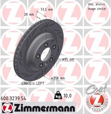 1x ZIMMERMANN Bremsscheibe BLACK Z 600.3239.54 für VW TOUAREG 7LA 7L6 7L7 TDI Q7