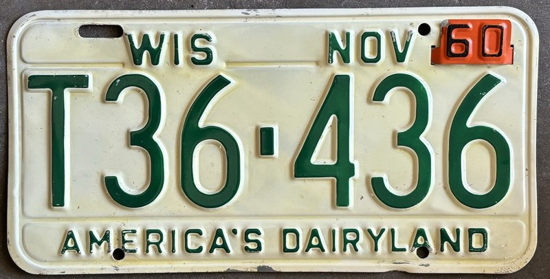 1959 1960 Wisconsin License Plate