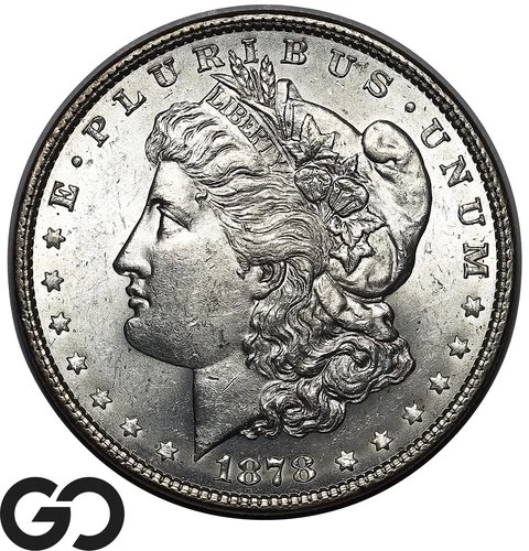 1878 7TF Morgan Silver Dollar Coin, Lustrous Choice Gem BU++ 1st Yr Issue!