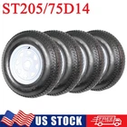 4 Pack ST205/75D14 Trailer Tires and Rims 5 Lug on 4.5" Load Range C 6PR Tires