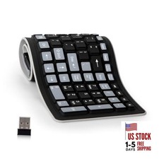 Wireless Silicone Keyboard, 2.4GHz Wireless, Foldable Rollup Keyboard,