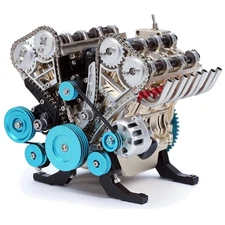 DIY V8 Engine Model Kit - Anodized Aluminum & 4-Stroke Electric Motor