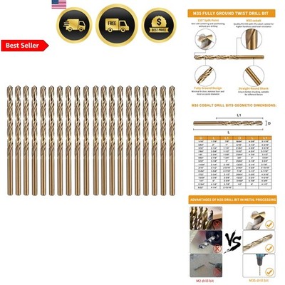 Cobalt Drill Bit Set 1/8 Inch 20 Pcs High Speed Twist Metal Steel Drilling