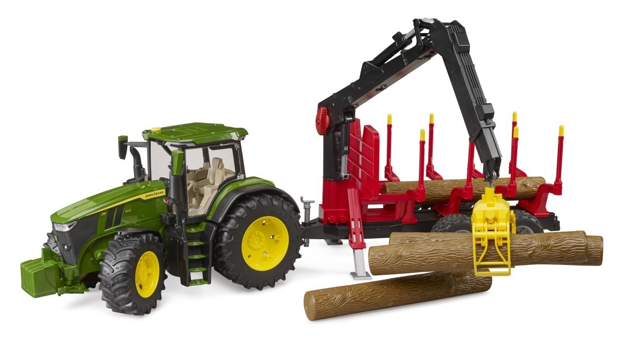 Bruder BRD03154 Trattore John Deere 7R 350 con benna e rimorchio trasporto tron - Immagine 3