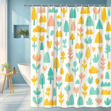 Colorful Modern Floral Shower Curtain for Kids Bathroom Decor