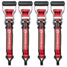 4 Pcs Powerbuilt Ratchet Tie Down Straps Extra-Wide Sliding Handles 16ft x 1.5"