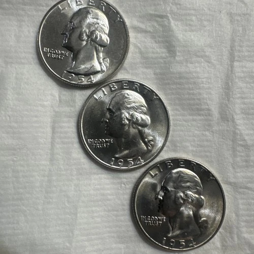 Choice Unc 1954 P+D+S Washington Quarter Gem BU Collection Lot Set