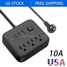 5 Ft Surge Protector Power Strip - 6 Widely Outlets with 4 USB Ports Flat Plug