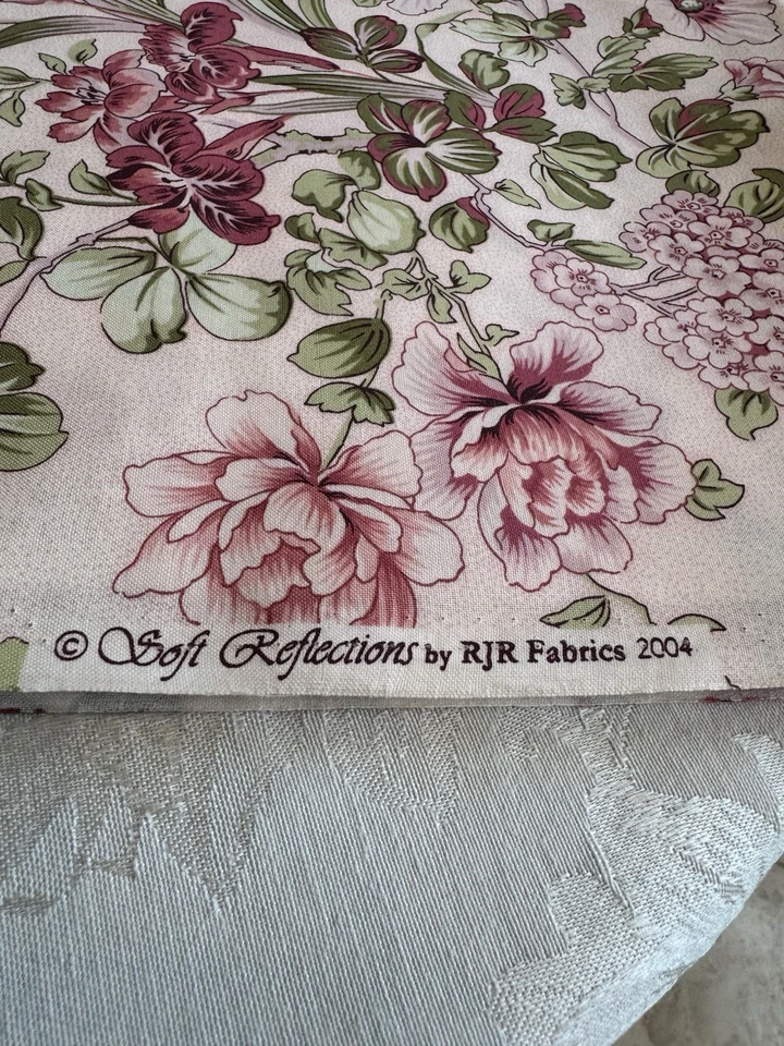 3 Yards Pink Floral Cotton Quilt Fabric RJR/Soft Reflections/2004 NOS OOP - Image 2 of 3