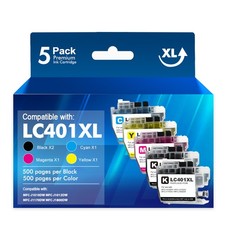 5 PACK LC401XL LC401 XL Ink Cartridges for LC401 MFC-J1010DW MFC-J1012DW J1170DW