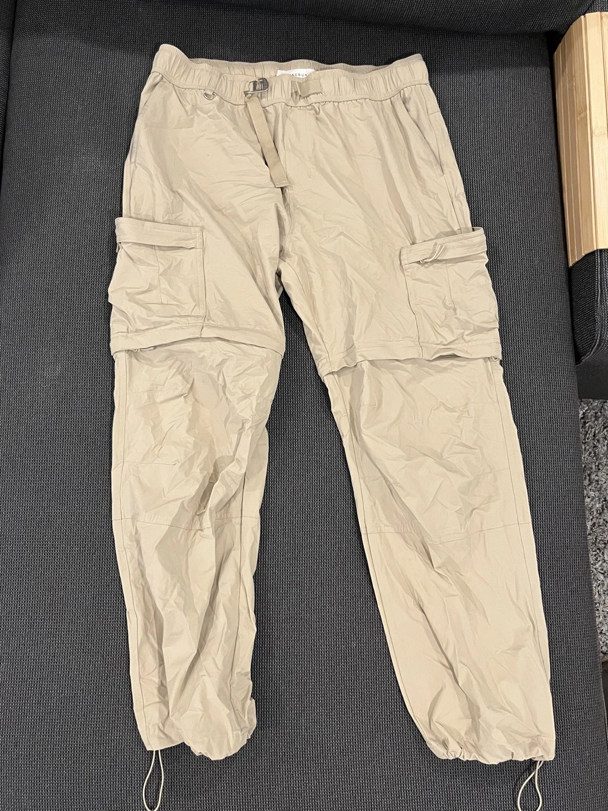 Pacsun Relaxed Cargo Beige Convertible Joggers Pants Size XL