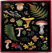 Scarf Silk Feeling Large Square Satin Head Hair Wrap D7-trumpet Mushroom 