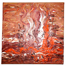 Bild Handgemalt "Flammen" Modern Acryl Leinwand 30x30 cm Farbstudie Unikat