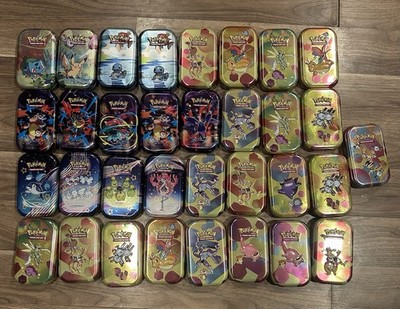 33 Pokemon TCG Mini Tin Kanto Starters, Mega, Paldea Fates, 151 - Opened/Empty