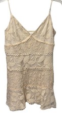 Le Lis Beige Lace Slip Dress Fairy Cottage Boho Coquette Mini Cami Wedding-M/L