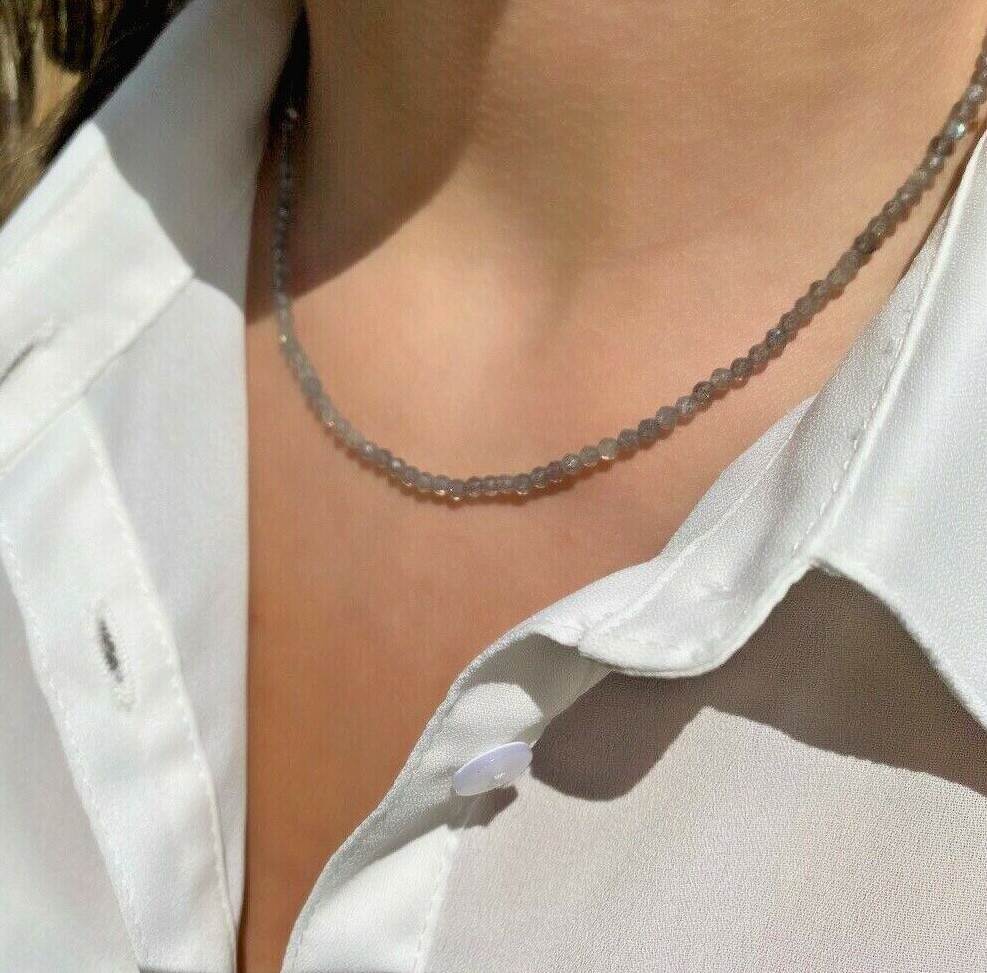 Collier en labradorite naturelle anti-stress - Perles de lithothérapie 6mm protectrices