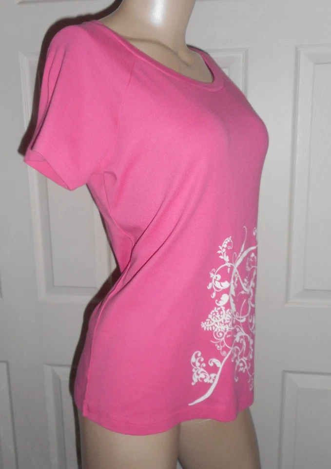 SJB Active Top Women's Sz. Small Pink Floral Graphic Print Short Sleeve T-Shirt - Image 2 of 3