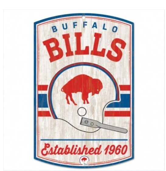BUFFALO BILLS CLASSIC RETRO LOGO EST. 1960 WOOD SIGN 11 &hellip;