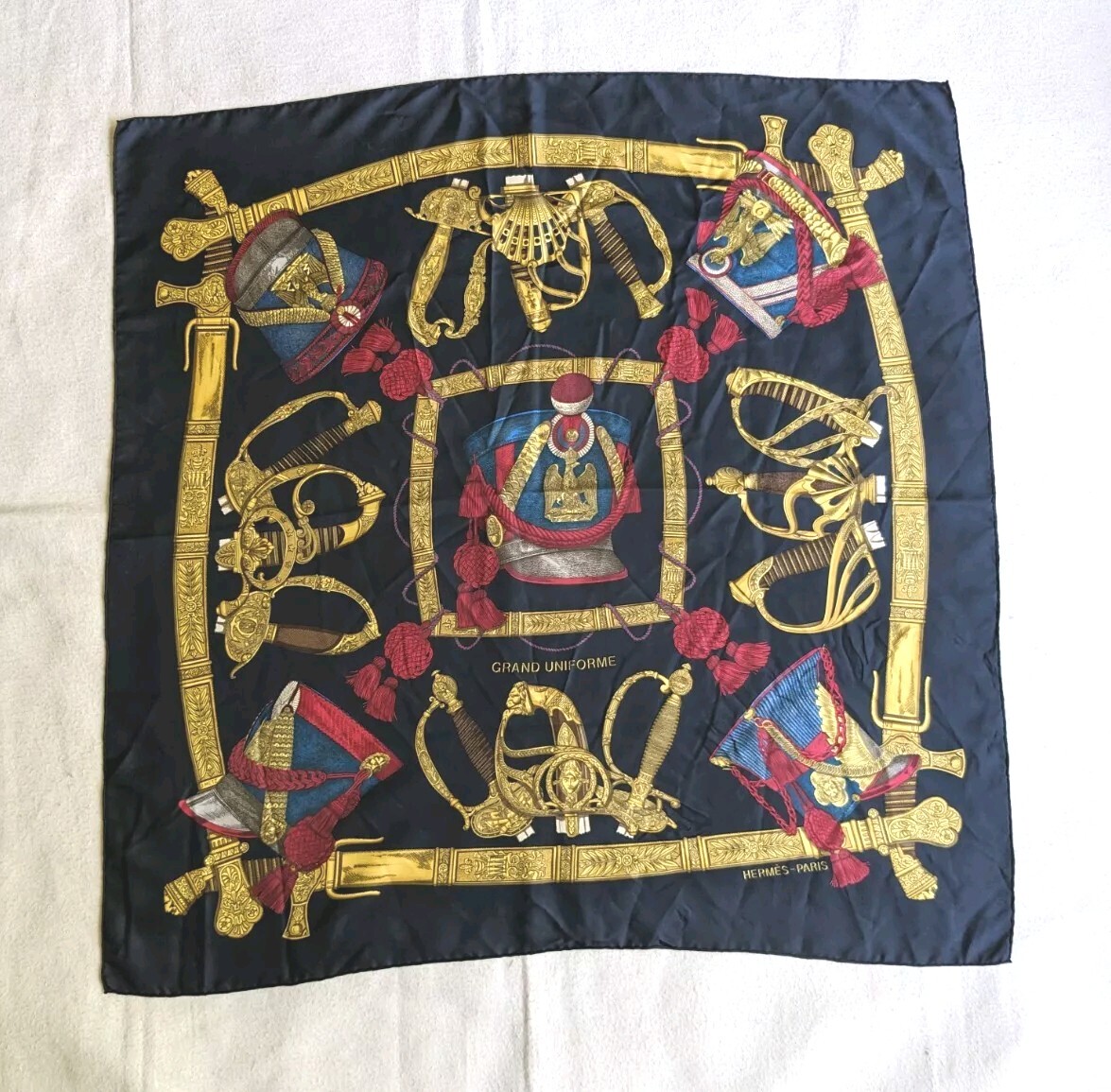 Hermés Grand Uniforme Silk Scarf Hand Rolled Edges 90cm X 90cm | eBay