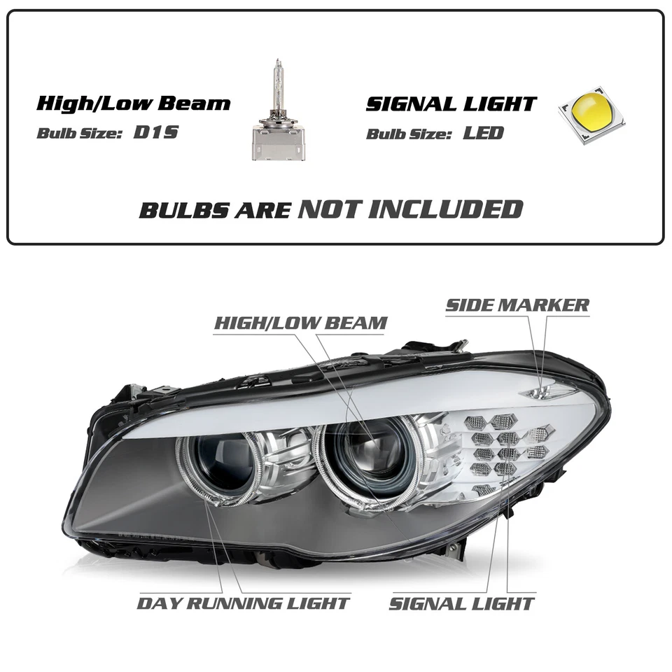 Faro de xenón conductor izquierdo para BMW Serie 5 2011 2012 2013 F10 550i 528i M5 LH Foto 2 de 4