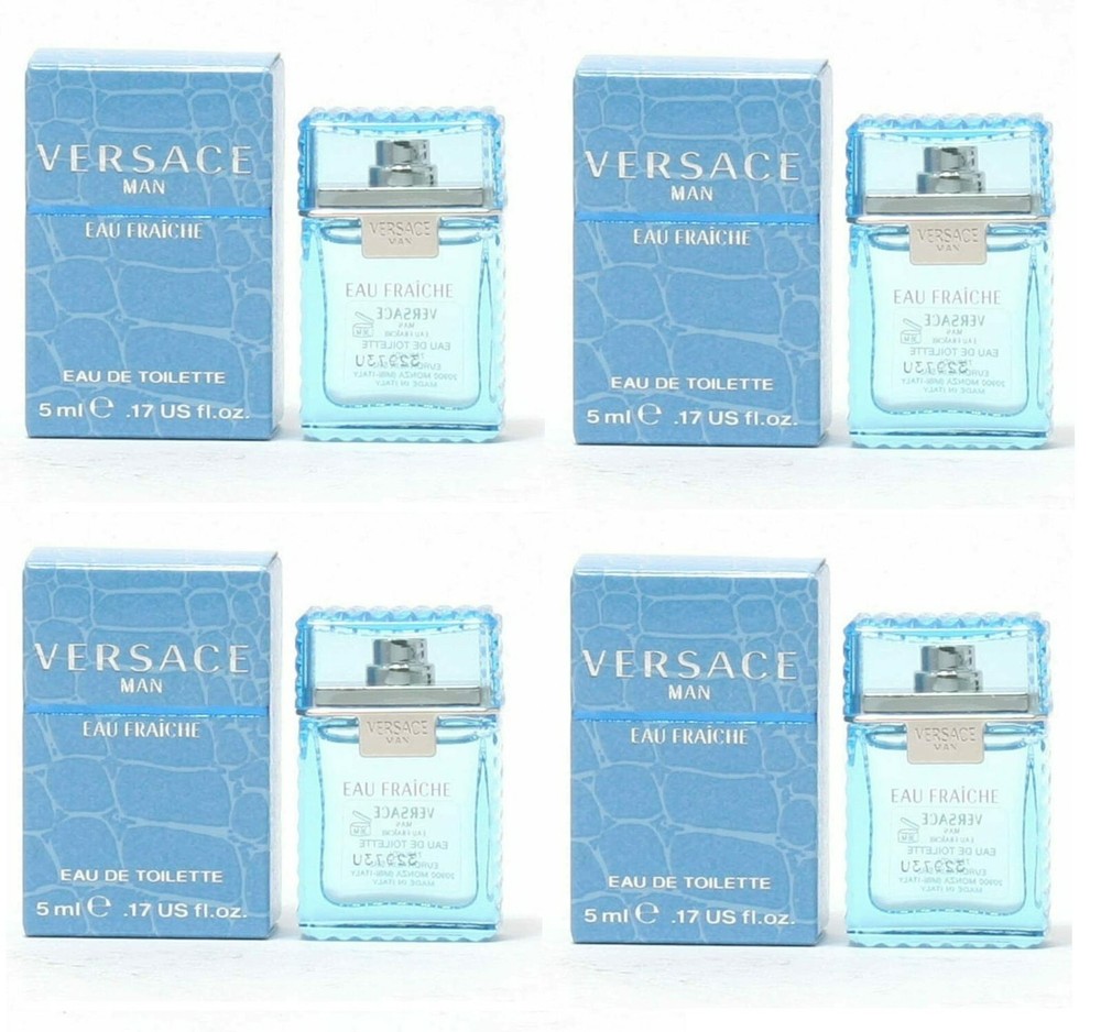*PACK OF 4* VERSACE Man EAU FRAICHE Cologne Mini 0.17 oz EDT Splash for Men NEW