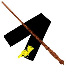 15" Hand Carved Igor Karkaroff Mahogany Wood Magic Wand Wizard w/ Velvet Bag