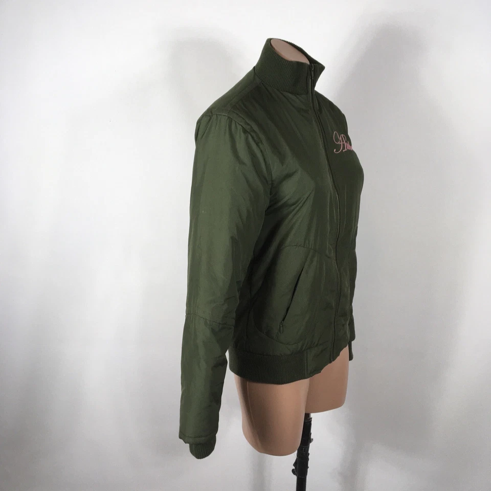 Vtg Hustler Hardcore Since '74 Spell Out Embroidered Puffer Jacket Green Pink S - Image 3 of 4