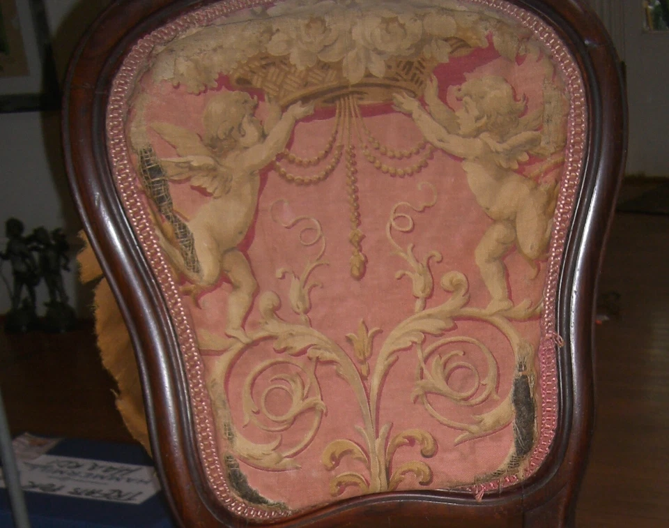 Antigua silla de salón silla lateral victoriana de 1800 renacimiento rococó par a juego Foto 2 de 4