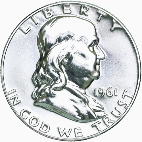 1961 PROOF FRANKLIN HALF DOLLAR~90% SILVER~SILVER  AT ALL TIME HIGH ~ 1c START