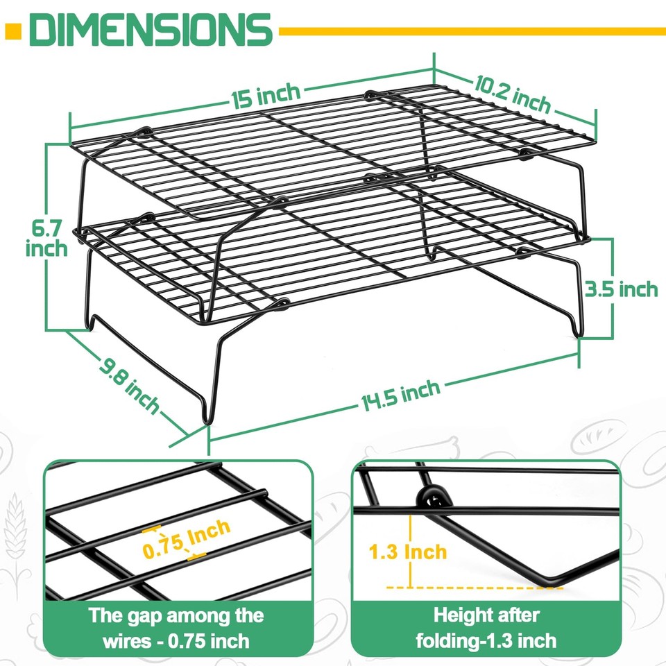 Oven Drying Stackable Rack Stackable Cooling Rack Set 2-Tier Nonstick Wire Racks for Oven Baking ...