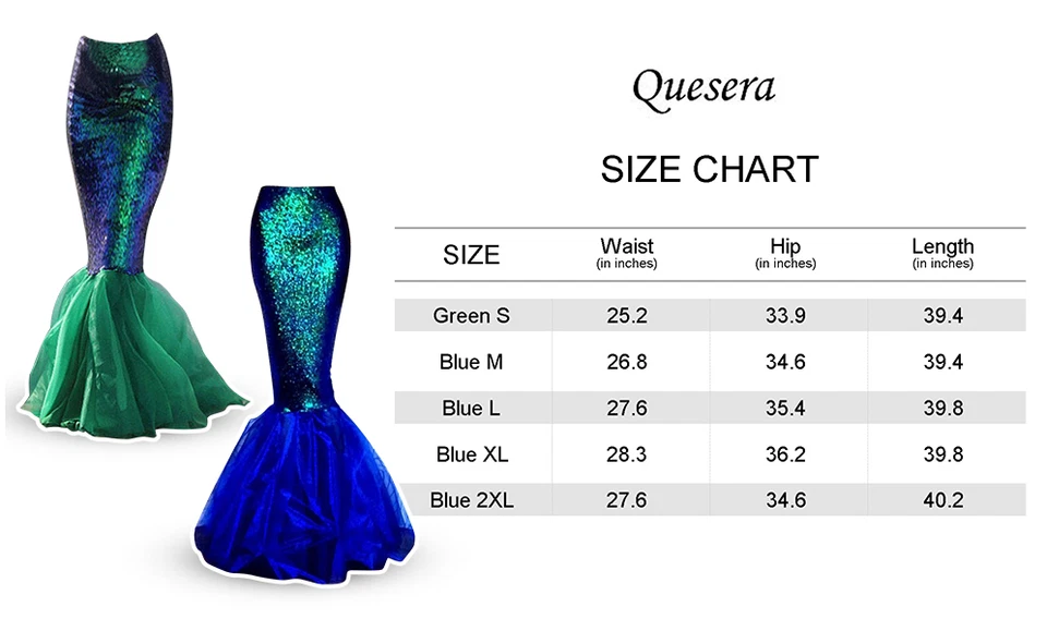 Women Mermaid Cosplay Half-body Costume Dress Fishtail Sequin Maxi Skirt Party - Image 2 of 4