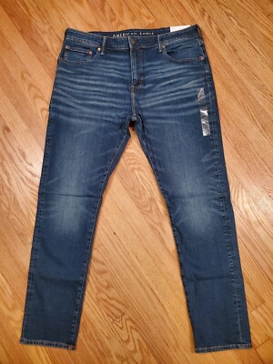 Mens NEW AE American Eagle Athletic Skinny Leg Flex Dark Denim Jeans Sz 40 X 34