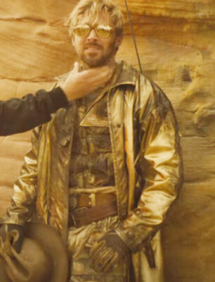 The Fall Guy Ryan Gosling Golden Satin Coat For Men Halloween Cosplay