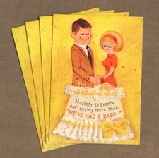 LOT OF 4 Vintage HALLMARK FUNNY NEW BABY ANNOUNCEMENT Cards  Envelopes, Humor