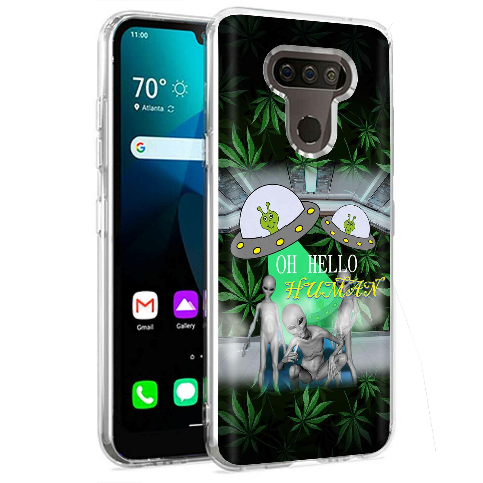 Phone Case for LG Harmony 4,Premier Pro Plus,K41, Marijuana Alien Print