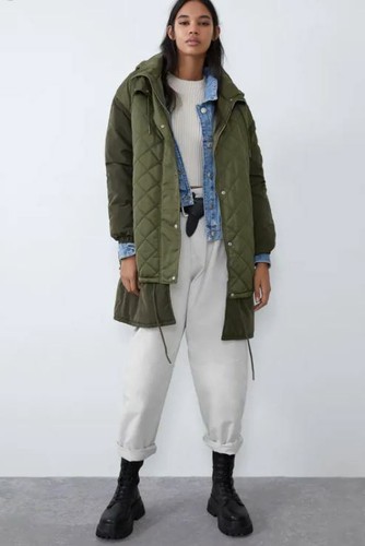 Zara Womens Puffer Quilted Coat Jacket 