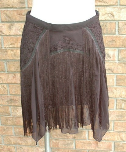 FREE PEOPLE Black Fringe Skirt Lined 