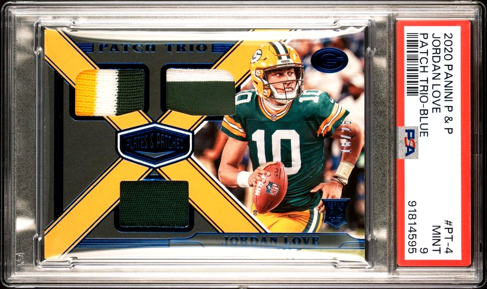 Jordan Love Panini Plates & Patches Patch Trio #PT4 Blue