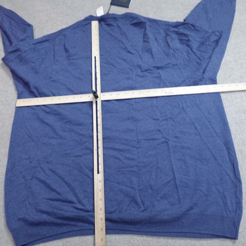 Brooks Brothers Sweater 3XL Blue 100% Saxxon Wool V-Neck Made NEW - Picture 7 of 11