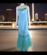 Formal Blue Dress 16 France La Femme Paris Toile Ballgown Prom Mermaid Long