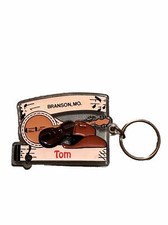 VTG Personalized Tom Lucite BRANSON MO COUNTRY COWBOY GUITAR MUSICAL Keyring