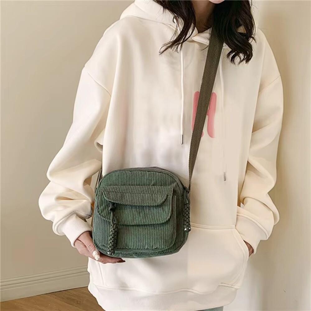 Waterproof Crossbody Bag Corduroy Tote Handbags Casual Small Shoulder Bag