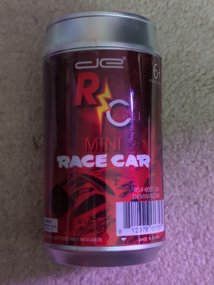 DEWORLD RC MINI RACE CAR IN A CAN YELLOW  Never Used