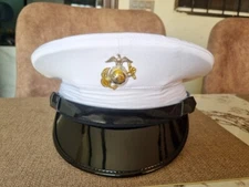 USMC US Marine Corps Dress Blue white enlisted frame hat cover