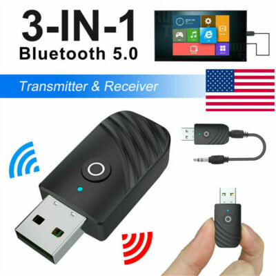 3 In 1 Bluetooth USB Transmitter Receiver Wireless Audio 3.5mm Adapter PC/TV MP3