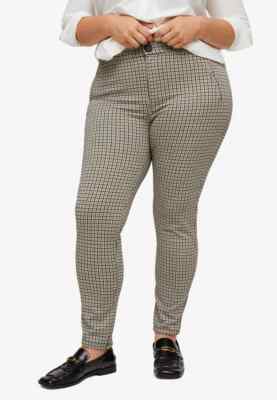 MNG Violeta by MANGO Womens Plus 2XL Houndstooth Plaid Leggings Stretch Career