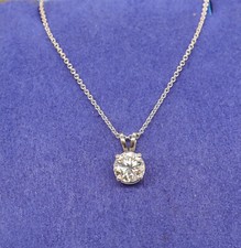 14K White Gold 1.25 ct Diamond I / VS Solitaire Pendant 16.5" Necklace Gorgeous
