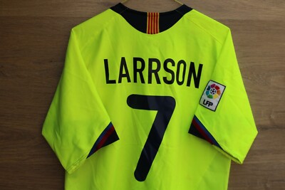 BARCELONA SPAIN 2005/2006 # 7 LARSON AWAY FOOTBALL SHIRT JERSEY